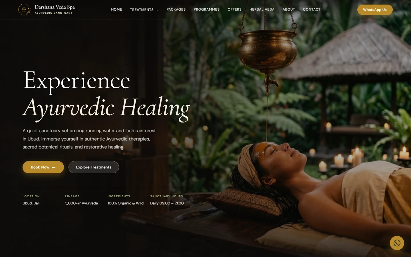 Darshana Veda Spa website by Devala Studio